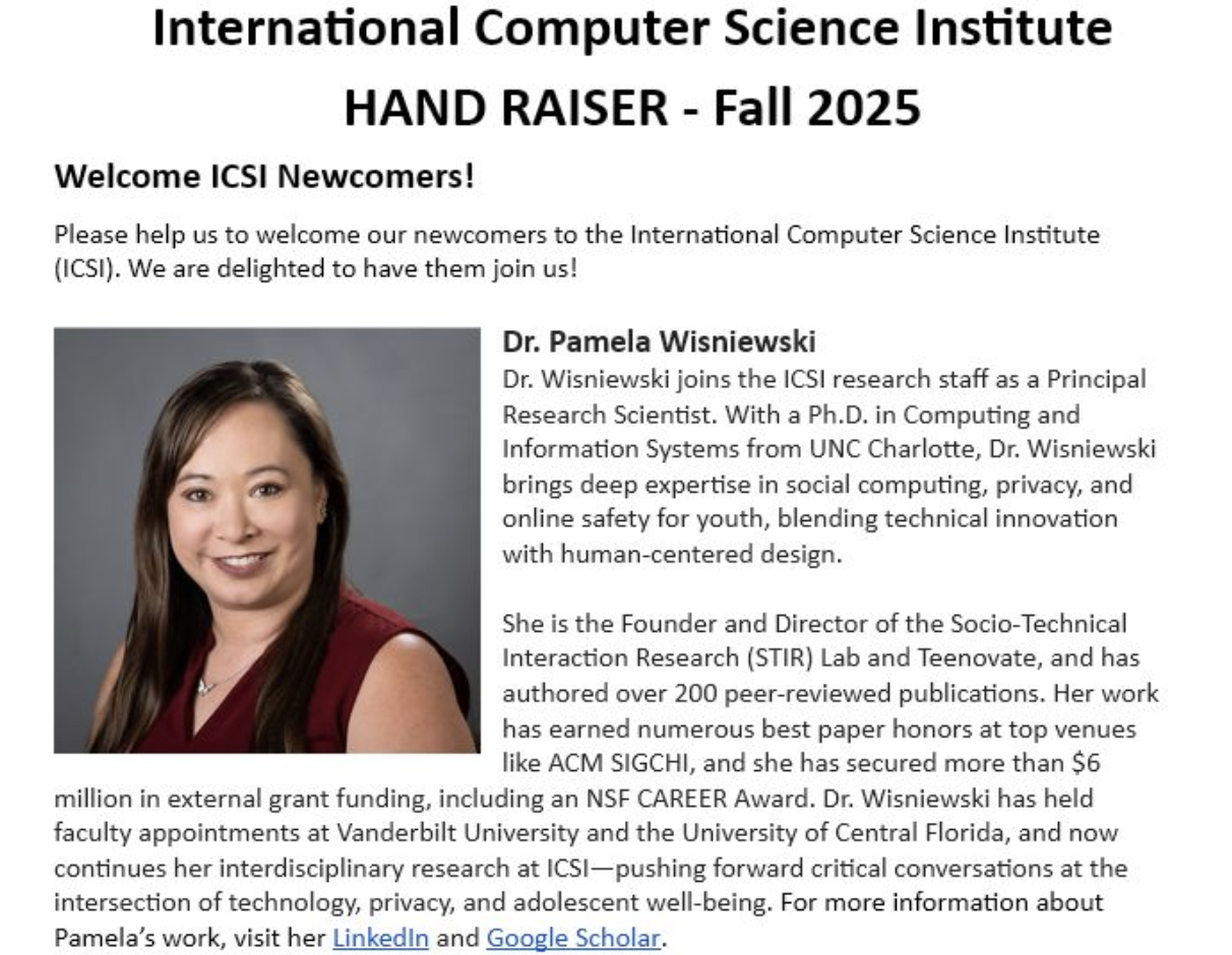 Wisniewski Joins ICSI